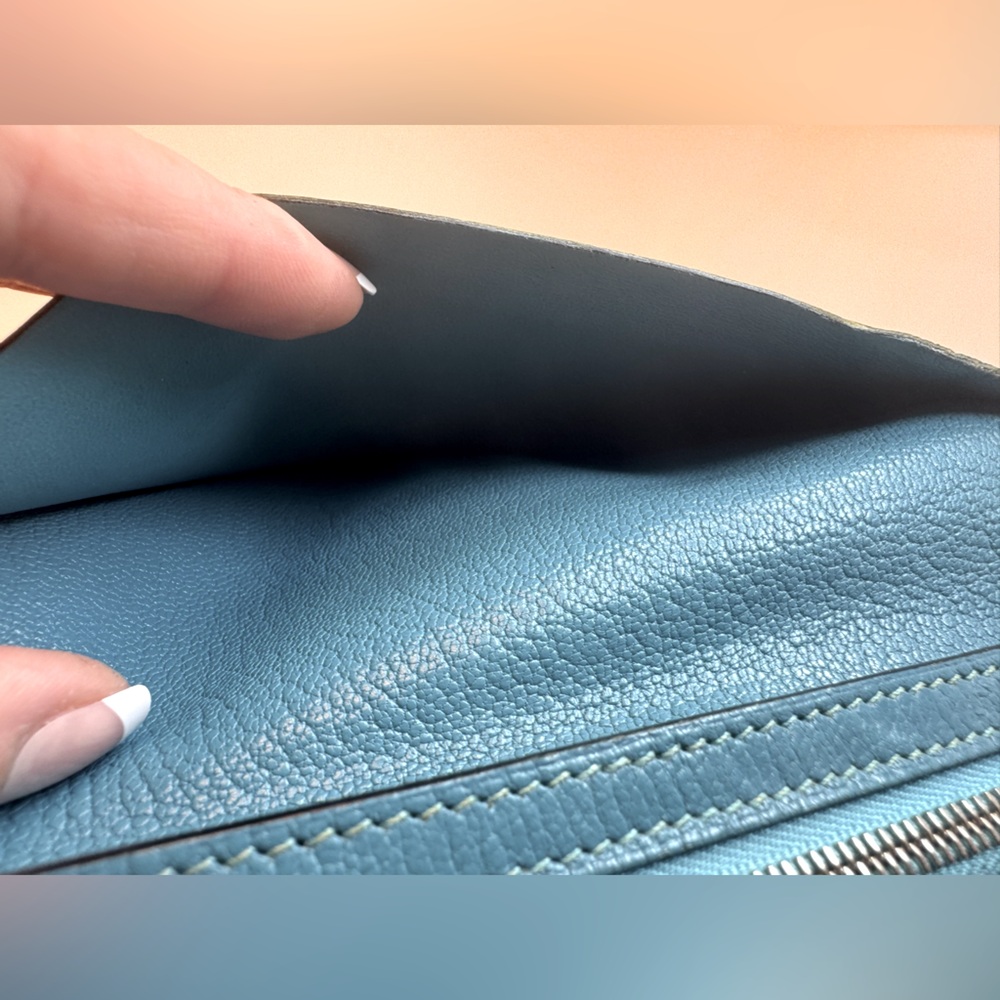 Hermès Béarn Wallet Bleu Paon Epsom Leather Palladium 2007 Hermès wallet AUTH - Picture 10 of 16